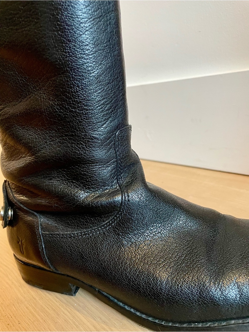 Frye Tall Black Leather Riding Boots • Size 7.5 B • Made in Mexico - Picture 11 of 14